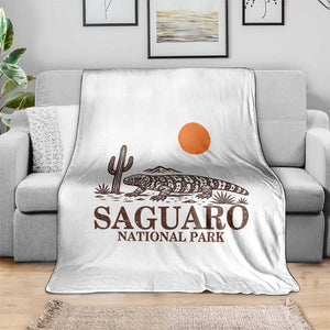 Saguaro National Park Gila Monster Hiking Arizona Throw Blanket Desert Cactus Sunset Southwest Nature Tucson Souvenir Gift