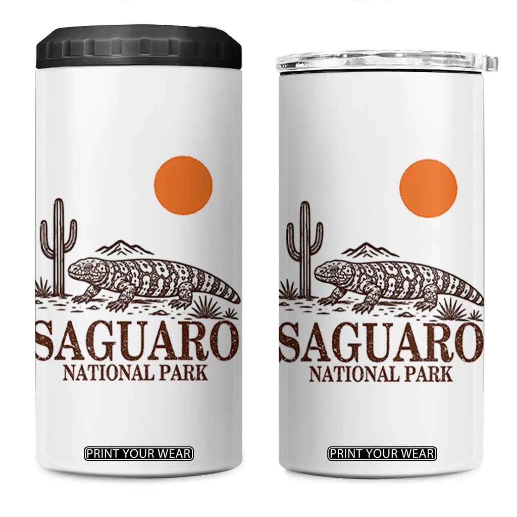 Saguaro National Park Gila Monster Hiking Arizona 4 in 1 Can Cooler Tumbler Desert Cactus Sunset Southwest Nature Tucson Souvenir Gift