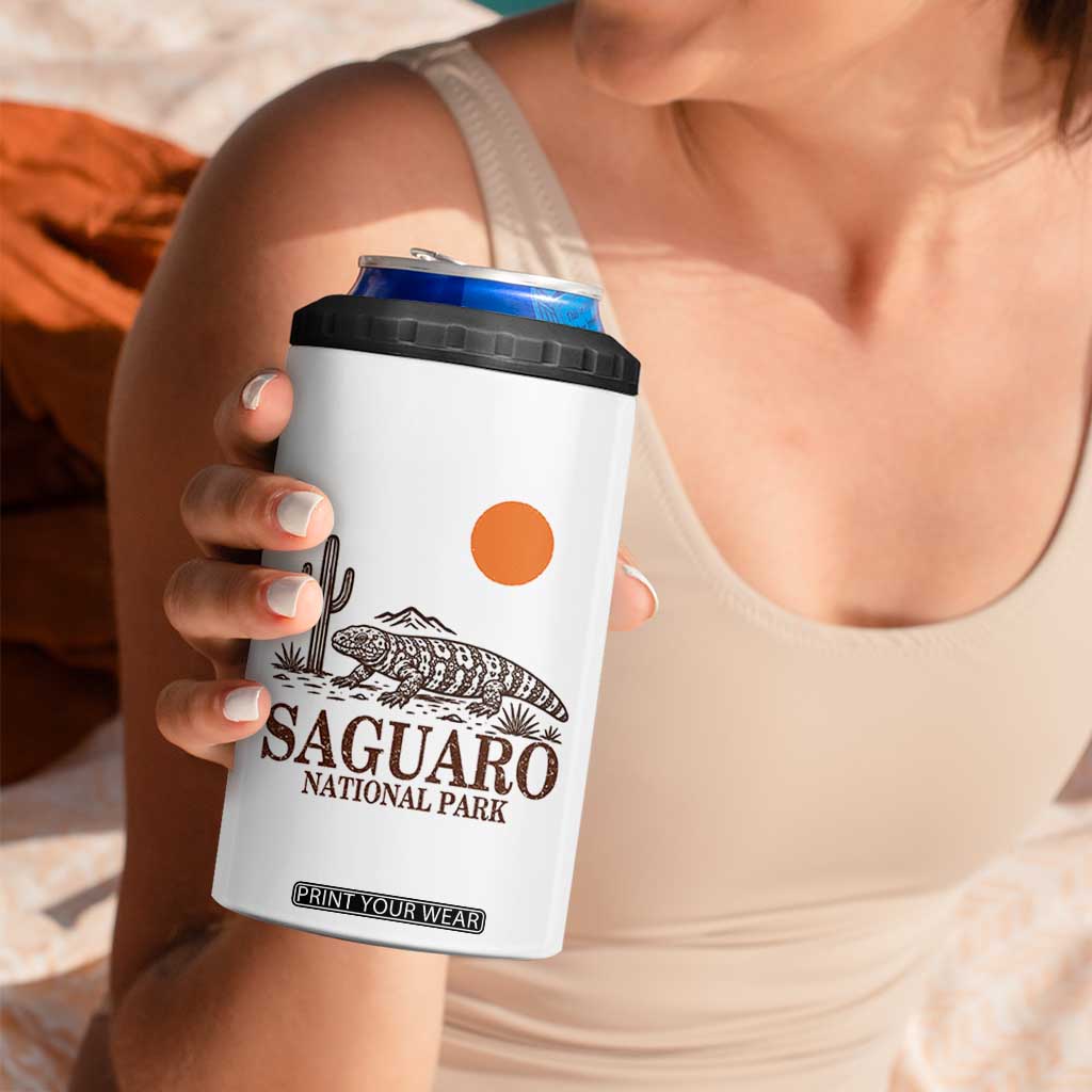 Saguaro National Park Gila Monster Hiking Arizona 4 in 1 Can Cooler Tumbler Desert Cactus Sunset Southwest Nature Tucson Souvenir Gift