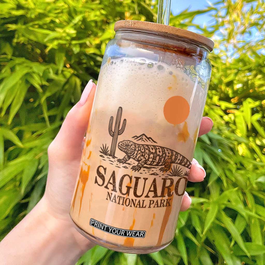 Saguaro National Park Gila Monster Hiking Arizona Glass Can Desert Cactus Sunset Southwest Nature Tucson Souvenir Gift TS14 White Print Your Wear