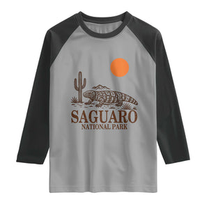 Saguaro National Park Gila Monster Hiking Arizona Raglan Shirt Desert Cactus Sunset Southwest Nature Tucson Souvenir Gift