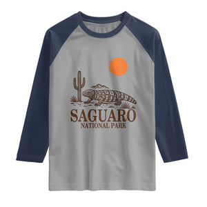 Saguaro National Park Gila Monster Hiking Arizona Raglan Shirt Desert Cactus Sunset Southwest Nature Tucson Souvenir Gift
