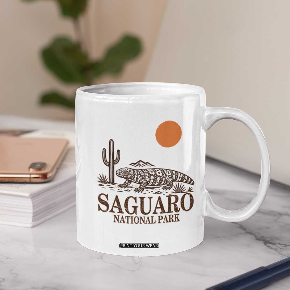 Saguaro National Park Gila Monster Hiking Arizona Coffee Mug Desert Cactus Sunset Southwest Nature Tucson Souvenir Gift