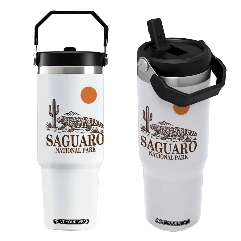 Saguaro National Park Gila Monster Hiking Arizona Flip Straw Tumbler Desert Cactus Sunset Southwest Nature Tucson Souvenir Gift