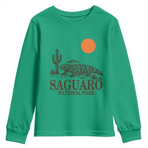 Saguaro National Park Gila Monster Hiking Arizona Youth Sweatshirt Desert Cactus Sunset Southwest Nature Tucson Souvenir Gift