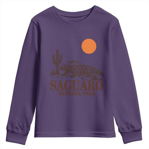 Saguaro National Park Gila Monster Hiking Arizona Youth Sweatshirt Desert Cactus Sunset Southwest Nature Tucson Souvenir Gift