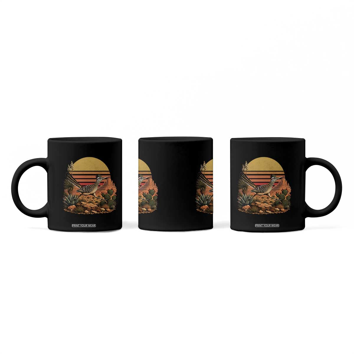 Retro Arizona Roadrunner Desert Sunset Coffee Mug Southwest Bird Wildlife Nature Lover