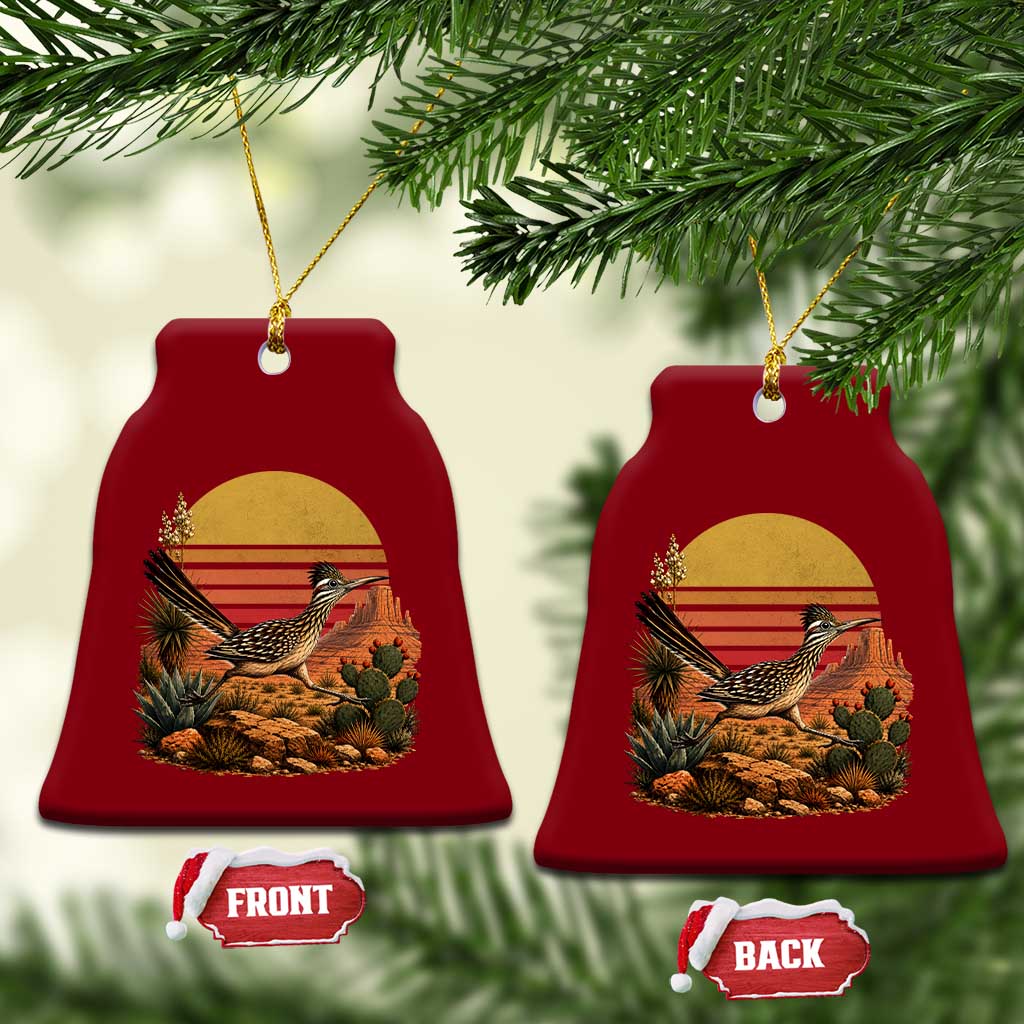 Retro Arizona Roadrunner Desert Sunset Ceramic Ornament Southwest Bird Wildlife Nature Lover