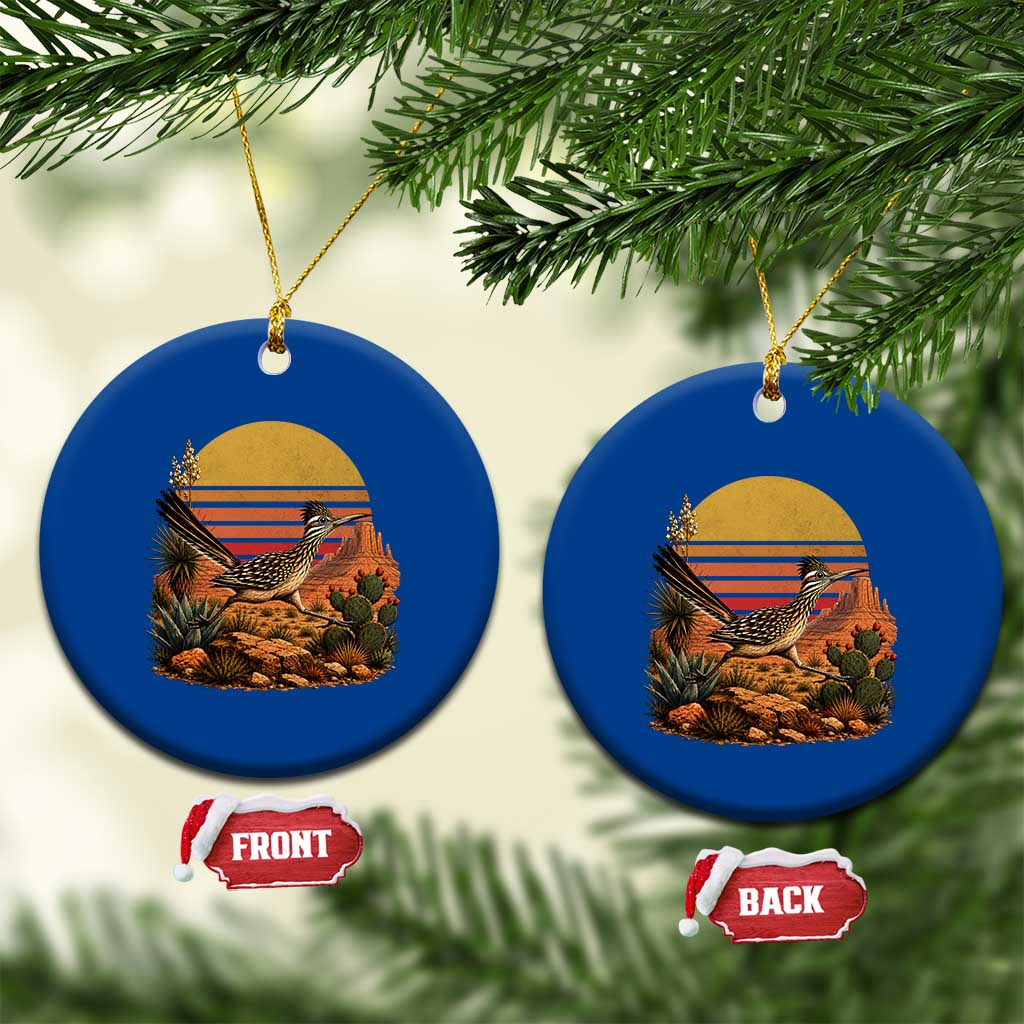 Retro Arizona Roadrunner Desert Sunset Ceramic Ornament Southwest Bird Wildlife Nature Lover