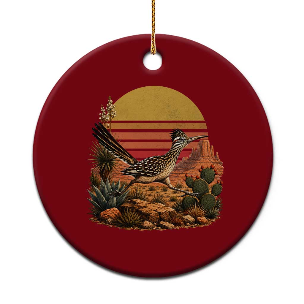 Retro Arizona Roadrunner Desert Sunset Ceramic Ornament Southwest Bird Wildlife Nature Lover