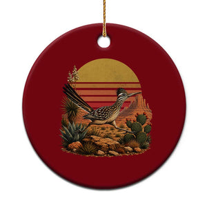 Retro Arizona Roadrunner Desert Sunset Ceramic Ornament Southwest Bird Wildlife Nature Lover