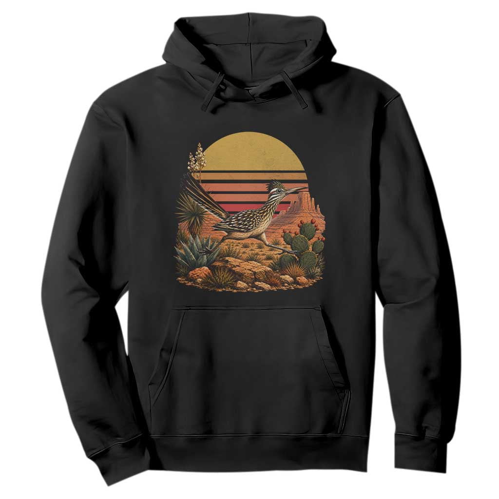 Retro Arizona Roadrunner Desert Sunset Hoodie Southwest Bird Wildlife Nature Lover