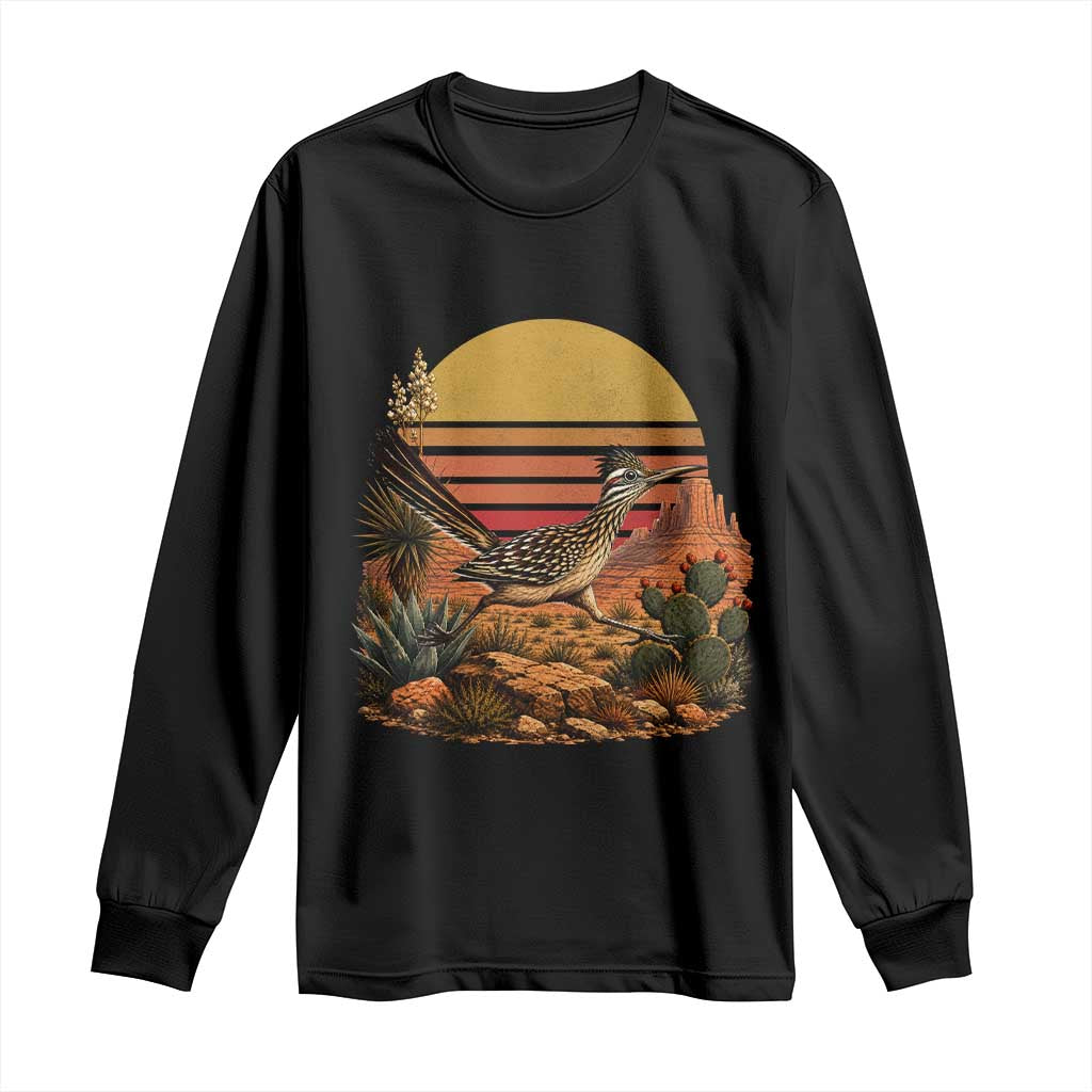 Retro Arizona Roadrunner Desert Sunset Long Sleeve Shirt Southwest Bird Wildlife Nature Lover TS14 Black Print Your Wear