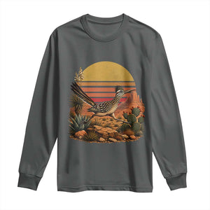 Retro Arizona Roadrunner Desert Sunset Long Sleeve Shirt Southwest Bird Wildlife Nature Lover