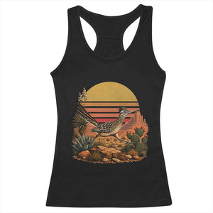 Retro Arizona Roadrunner Desert Sunset Racerback Tank Top Southwest Bird Wildlife Nature Lover