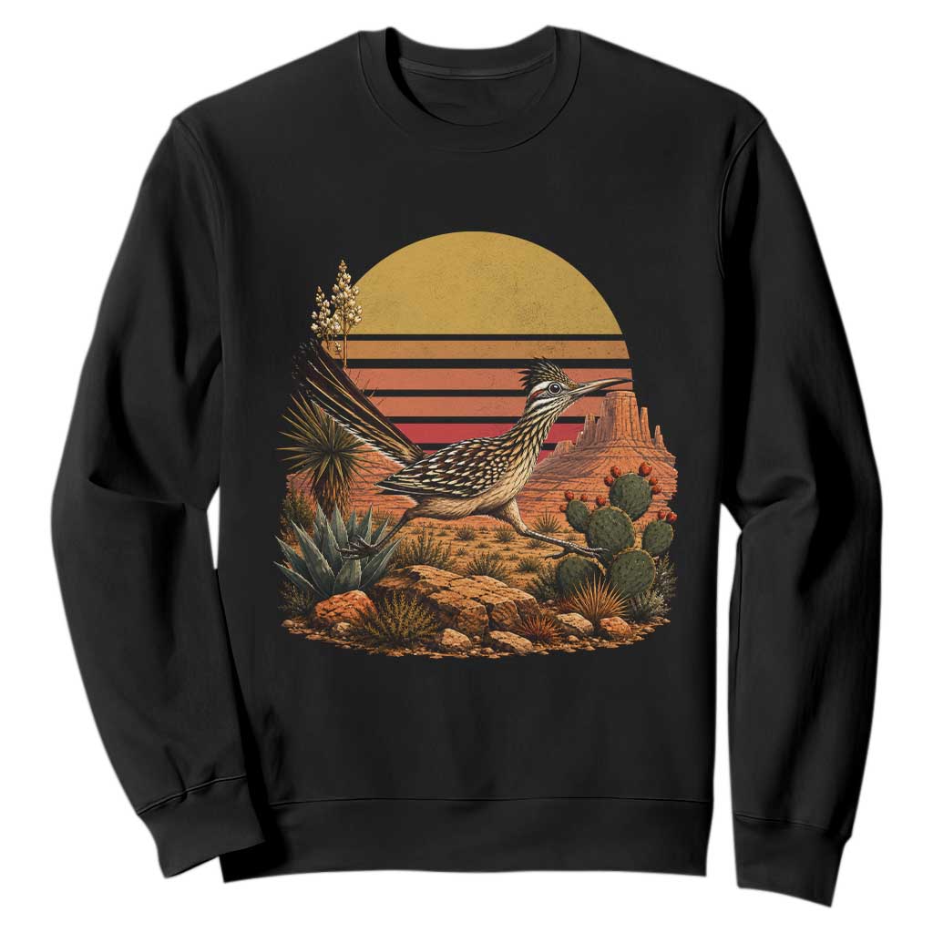 Retro Arizona Roadrunner Desert Sunset Sweatshirt Southwest Bird Wildlife Nature Lover