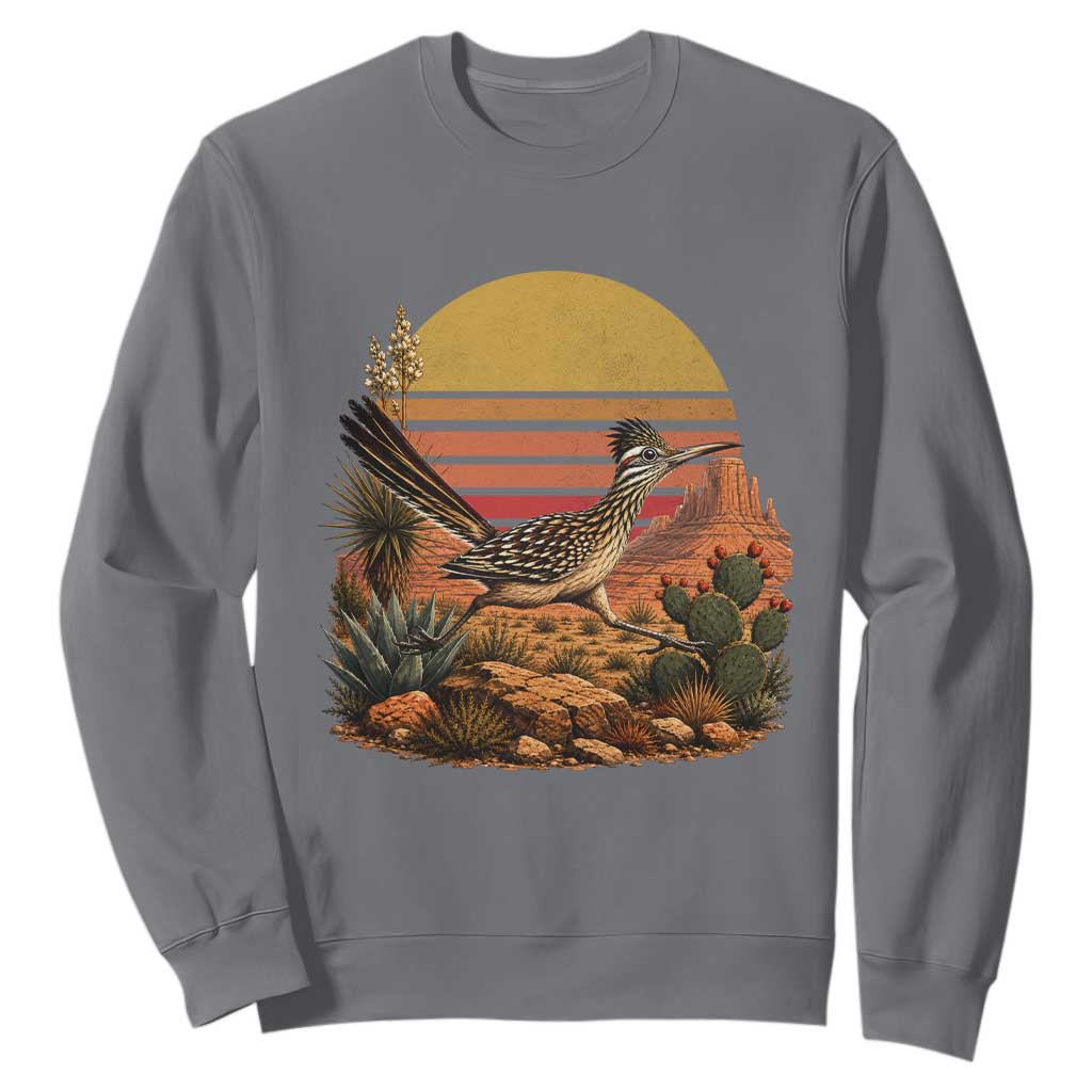 Retro Arizona Roadrunner Desert Sunset Sweatshirt Southwest Bird Wildlife Nature Lover