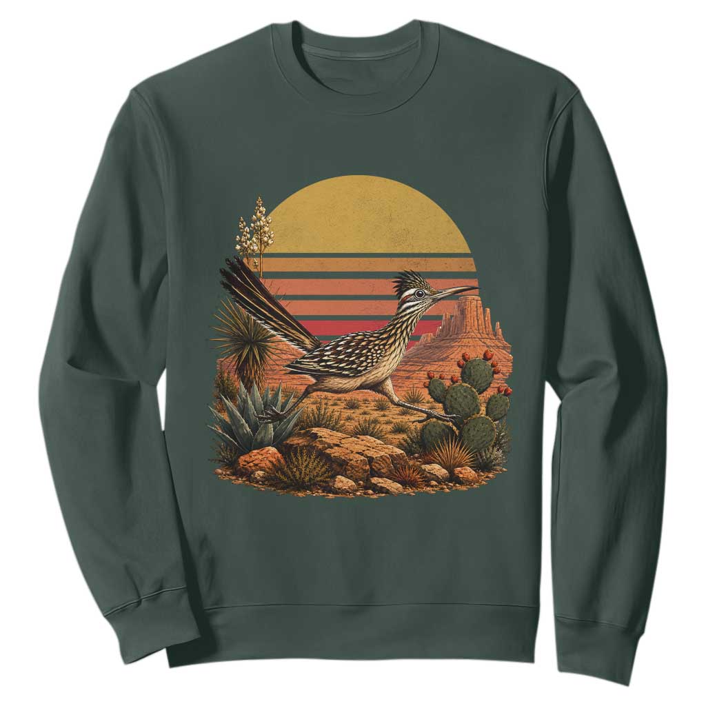 Retro Arizona Roadrunner Desert Sunset Sweatshirt Southwest Bird Wildlife Nature Lover