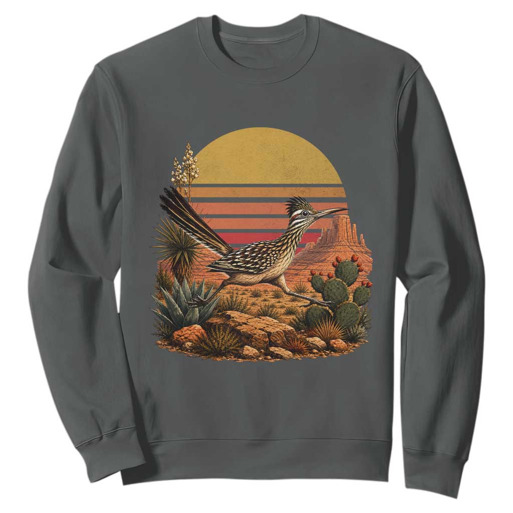 Retro Arizona Roadrunner Desert Sunset Sweatshirt Southwest Bird Wildlife Nature Lover