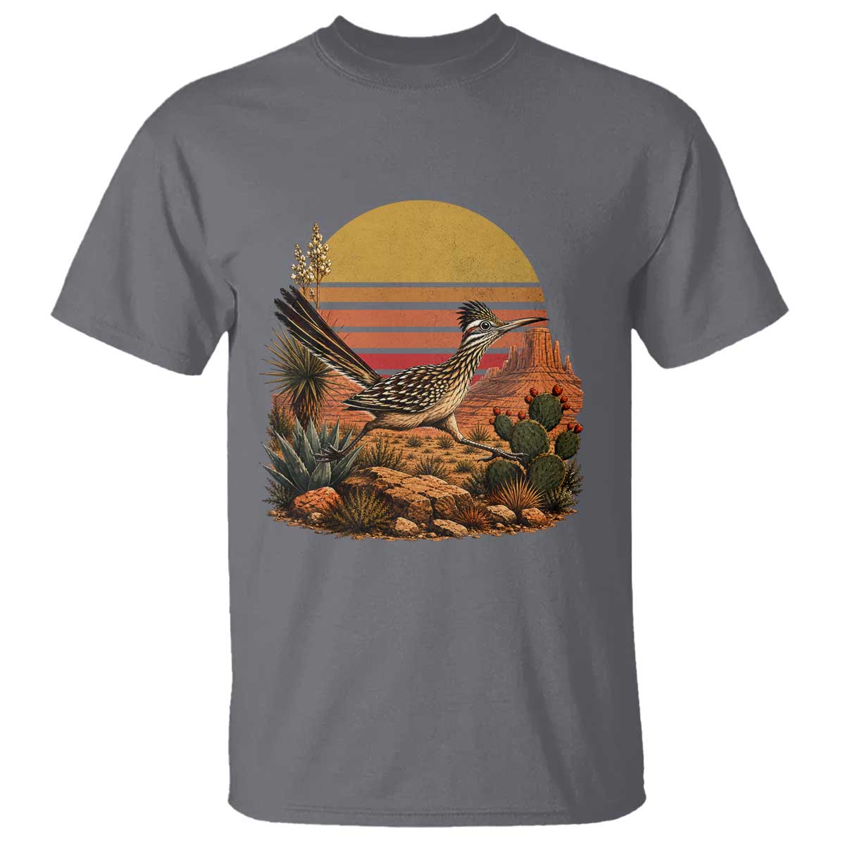 Retro Arizona Roadrunner Desert Sunset T Shirt Southwest Bird Wildlife Nature Lover