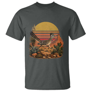 Retro Arizona Roadrunner Desert Sunset T Shirt Southwest Bird Wildlife Nature Lover