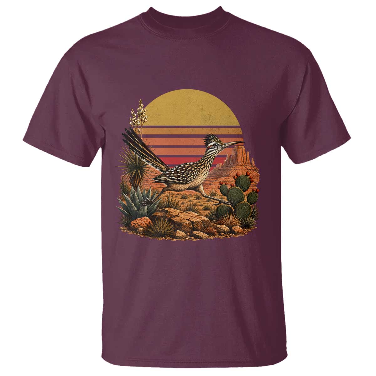 Retro Arizona Roadrunner Desert Sunset T Shirt Southwest Bird Wildlife Nature Lover