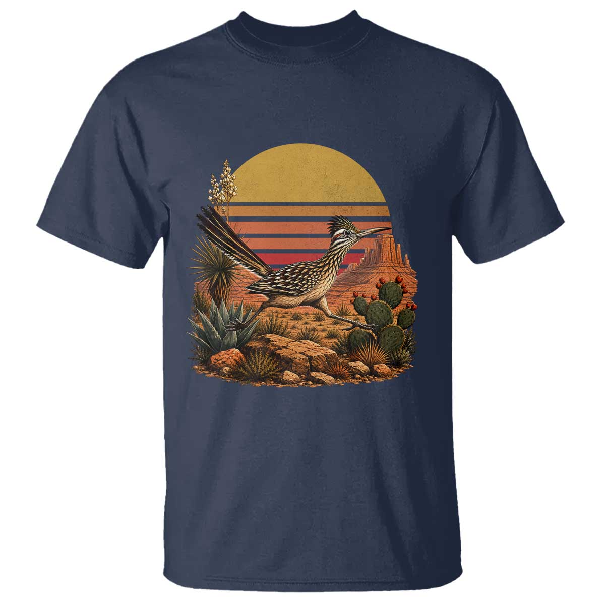 Retro Arizona Roadrunner Desert Sunset T Shirt Southwest Bird Wildlife Nature Lover