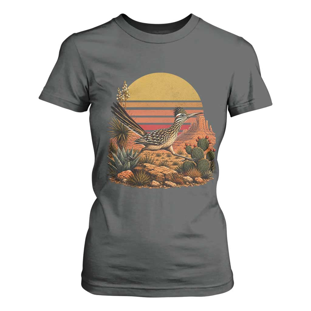 Retro Arizona Roadrunner Desert Sunset T Shirt For Women Southwest Bird Wildlife Nature Lover