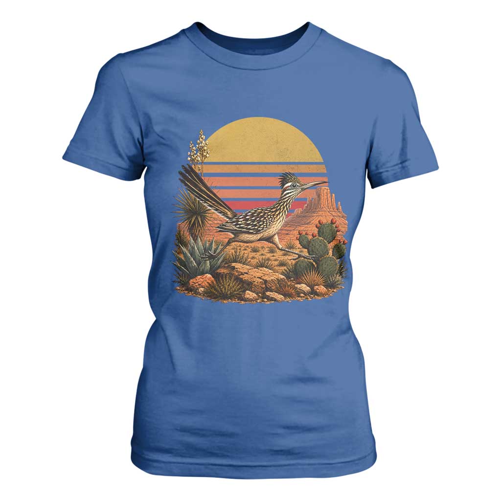 Retro Arizona Roadrunner Desert Sunset T Shirt For Women Southwest Bird Wildlife Nature Lover