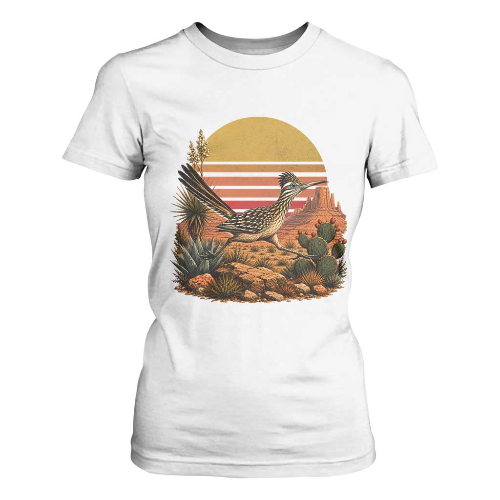 Retro Arizona Roadrunner Desert Sunset T Shirt For Women Southwest Bird Wildlife Nature Lover