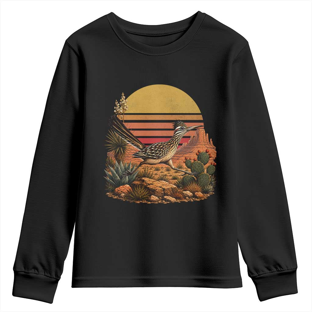 Retro Arizona Roadrunner Desert Sunset Youth Sweatshirt Southwest Bird Wildlife Nature Lover TS14 Black Print Your Wear