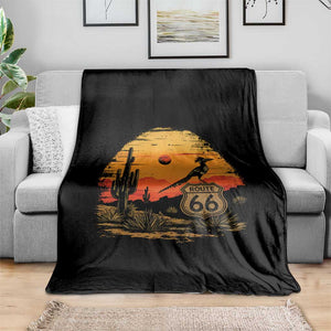 Route Highway 66 Roadrunner Desert Sunset Arizona Throw Blanket Cactus Landscape Texas Nevada Southwest Bird Lover