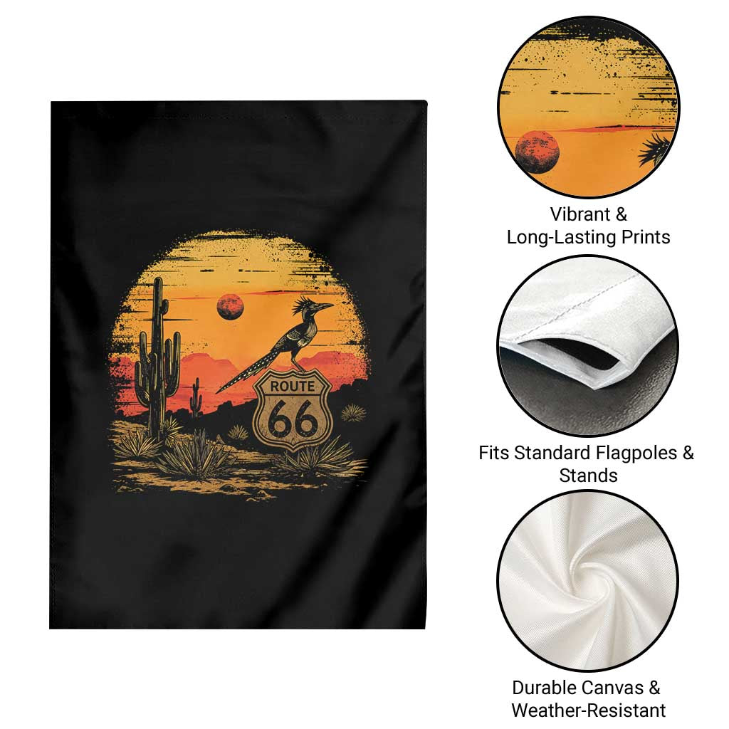 Route Highway 66 Roadrunner Desert Sunset Arizona Garden Flag Cactus Landscape Texas Nevada Southwest Bird Lover