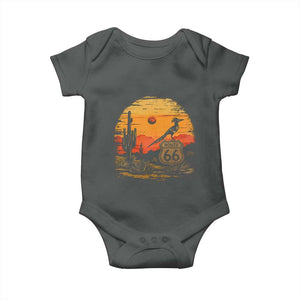 Route Highway 66 Roadrunner Desert Sunset Arizona Baby Onesie Cactus Landscape Texas Nevada Southwest Bird Lover
