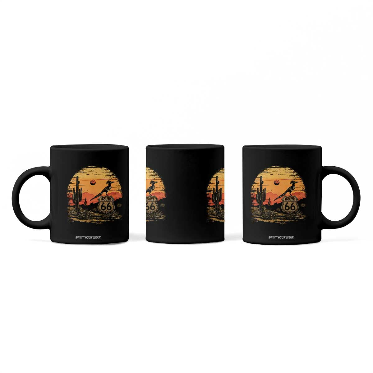 Route Highway 66 Roadrunner Desert Sunset Arizona Coffee Mug Cactus Landscape Texas Nevada Southwest Bird Lover