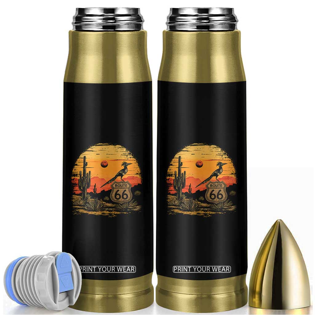 Route Highway 66 Roadrunner Desert Sunset Arizona Bullet Tumbler Cactus Landscape Texas Nevada Southwest Bird Lover TS14 Black Print Your Wear