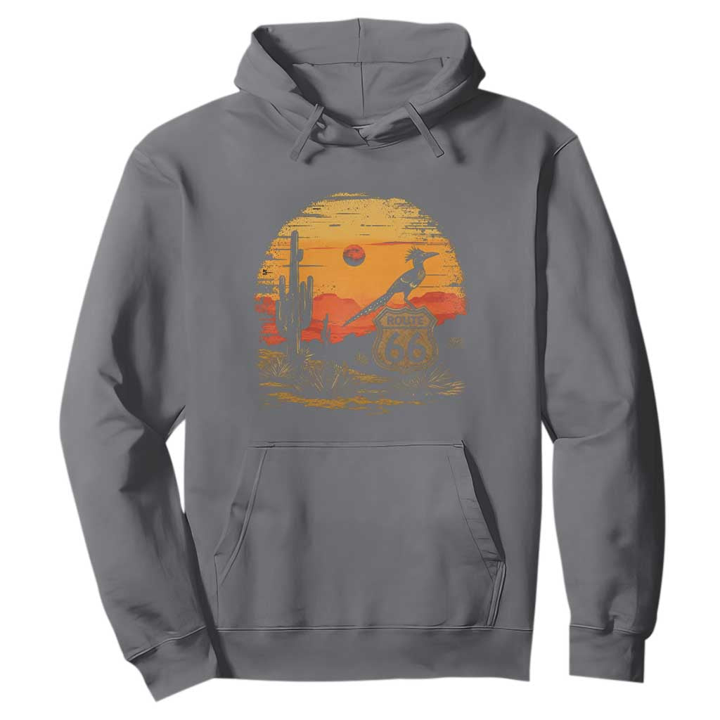 Route Highway 66 Roadrunner Desert Sunset Arizona Hoodie Cactus Landscape Texas Nevada Southwest Bird Lover