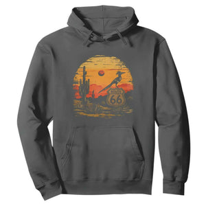 Route Highway 66 Roadrunner Desert Sunset Arizona Hoodie Cactus Landscape Texas Nevada Southwest Bird Lover
