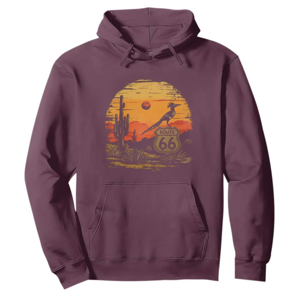 Route Highway 66 Roadrunner Desert Sunset Arizona Hoodie Cactus Landscape Texas Nevada Southwest Bird Lover