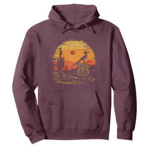 Route Highway 66 Roadrunner Desert Sunset Arizona Hoodie Cactus Landscape Texas Nevada Southwest Bird Lover