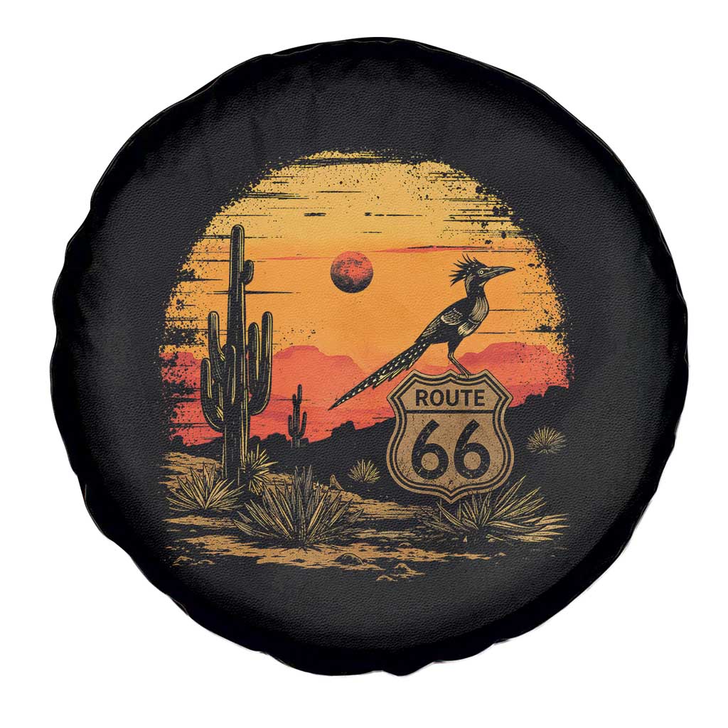 Route Highway 66 Roadrunner Desert Sunset Arizona Spare Tire Cover Cactus Landscape Texas Nevada Southwest Bird Lover TS14 Print Your Wear