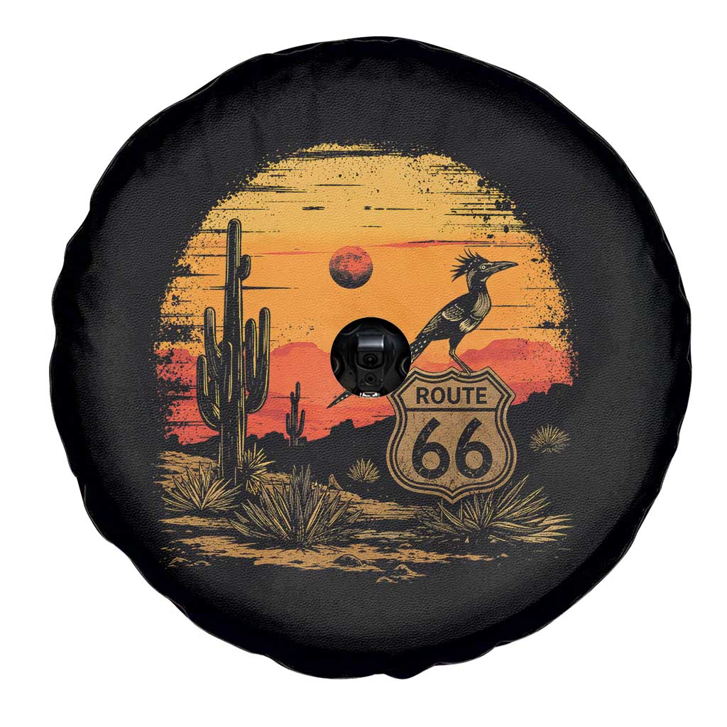 Route Highway 66 Roadrunner Desert Sunset Arizona Spare Tire Cover Cactus Landscape Texas Nevada Southwest Bird Lover TS14 Print Your Wear