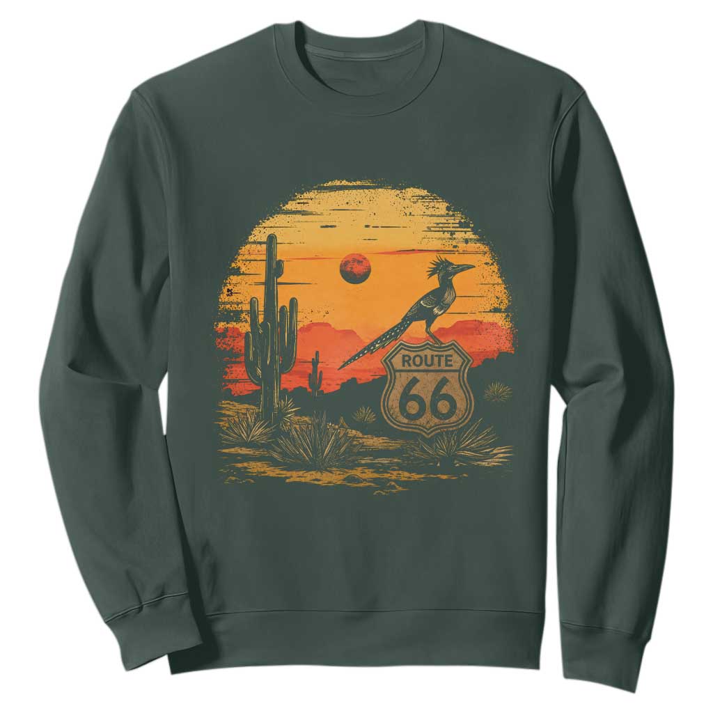 Route Highway 66 Roadrunner Desert Sunset Arizona Sweatshirt Cactus Landscape Texas Nevada Southwest Bird Lover