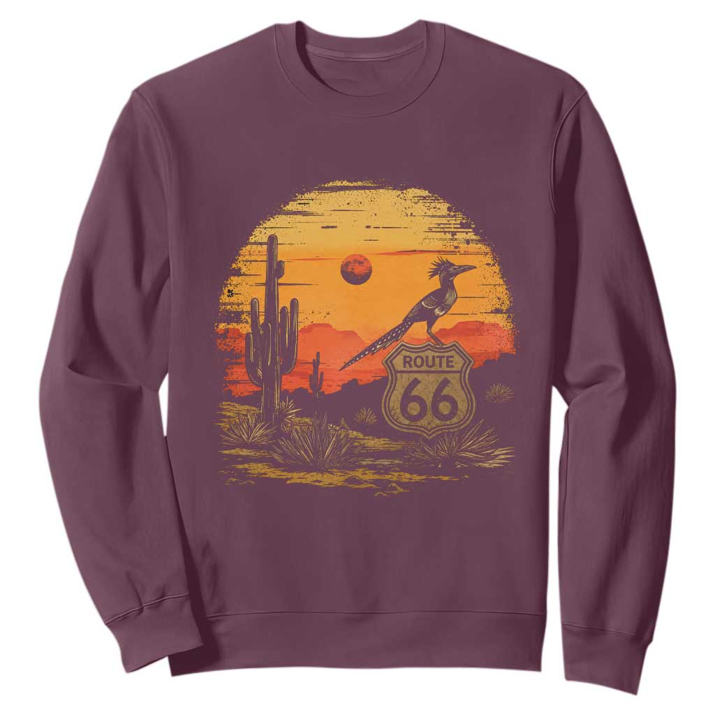 Route Highway 66 Roadrunner Desert Sunset Arizona Sweatshirt Cactus Landscape Texas Nevada Southwest Bird Lover