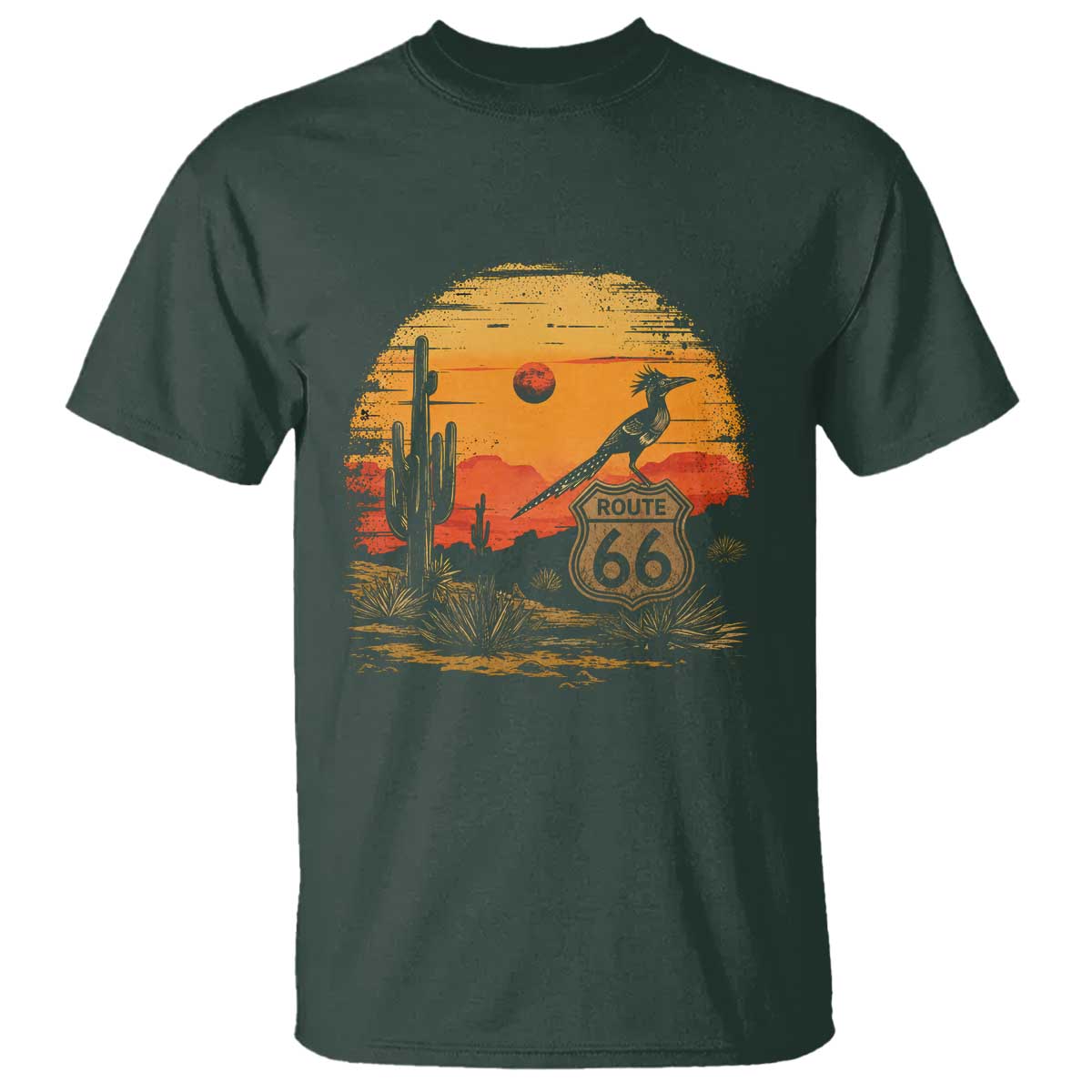 Route Highway 66 Roadrunner Desert Sunset Arizona T Shirt Cactus Landscape Texas Nevada Southwest Bird Lover