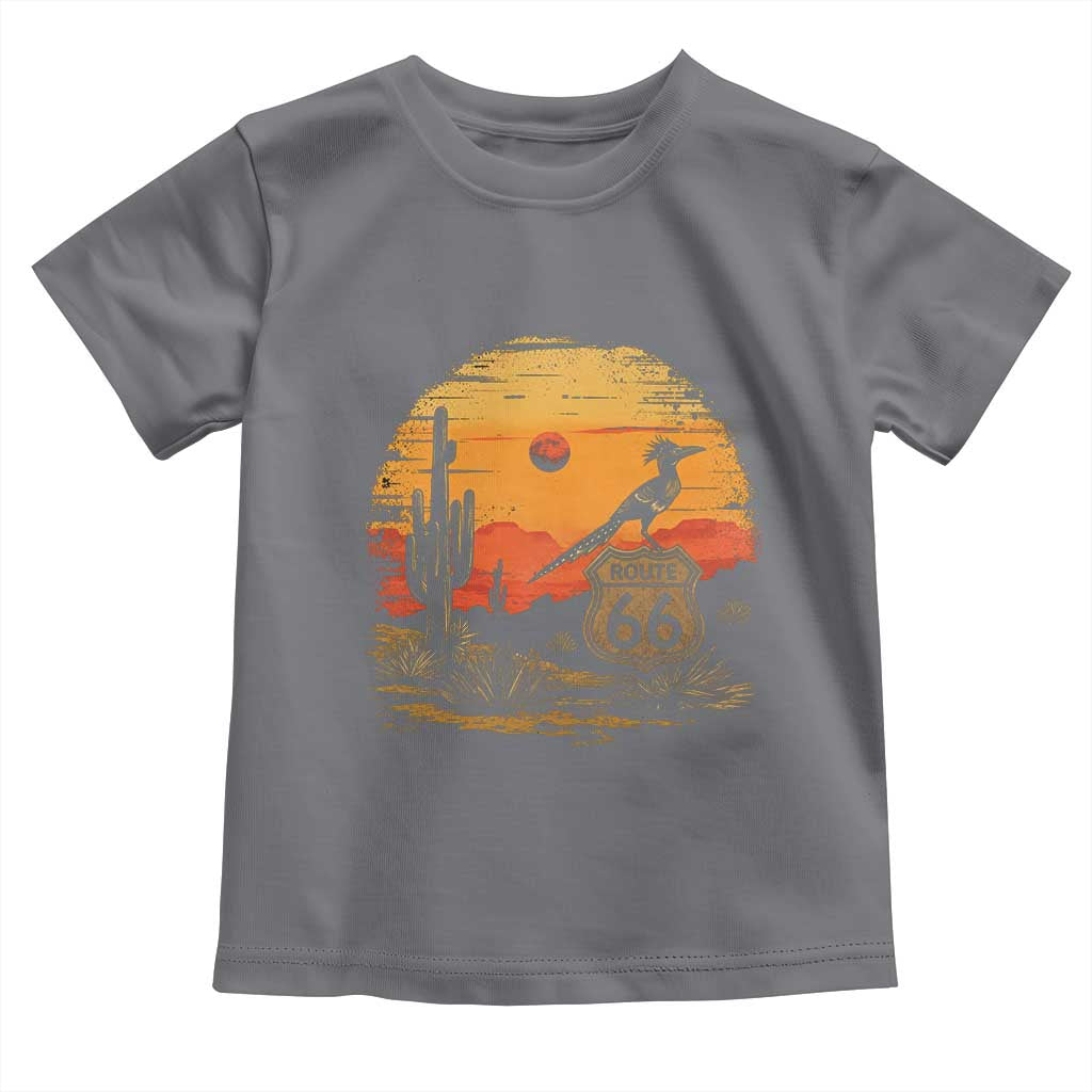 Route Highway 66 Roadrunner Desert Sunset Arizona Toddler T Shirt Cactus Landscape Texas Nevada Southwest Bird Lover