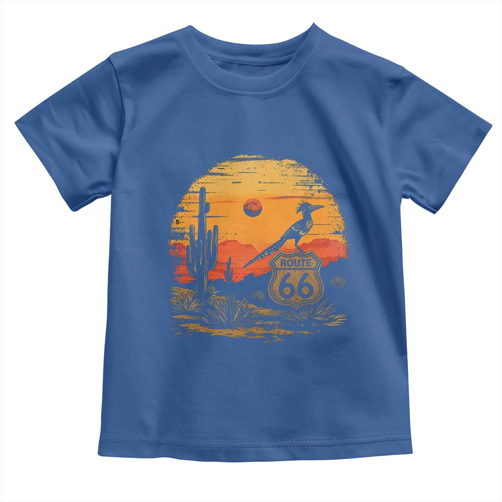 Route Highway 66 Roadrunner Desert Sunset Arizona Toddler T Shirt Cactus Landscape Texas Nevada Southwest Bird Lover