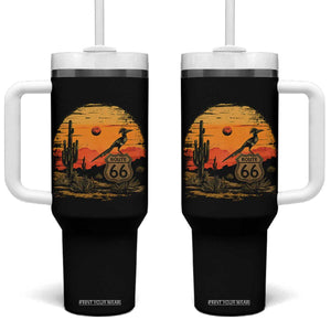 Route Highway 66 Roadrunner Desert Sunset Arizona Tumbler With Handle Cactus Landscape Texas Nevada Southwest Bird Lover