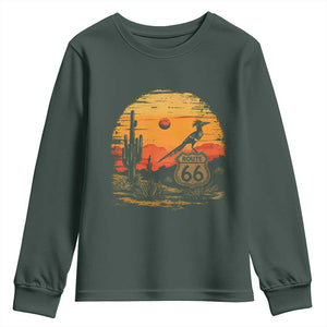 Route Highway 66 Roadrunner Desert Sunset Arizona Youth Sweatshirt Cactus Landscape Texas Nevada Southwest Bird Lover