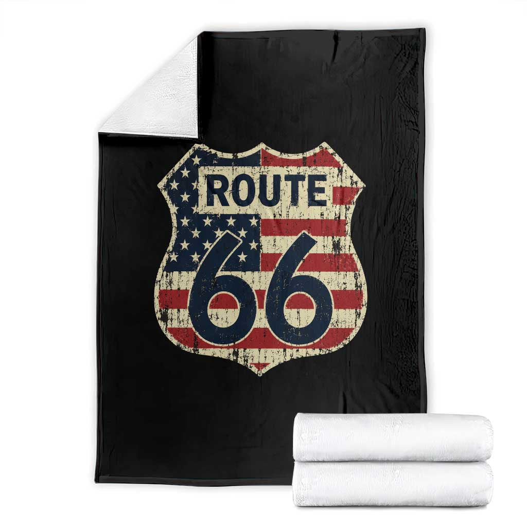 Route US 66 American Flag Americana Road Trip Throw Blanket TS14 Black Print Your Wear